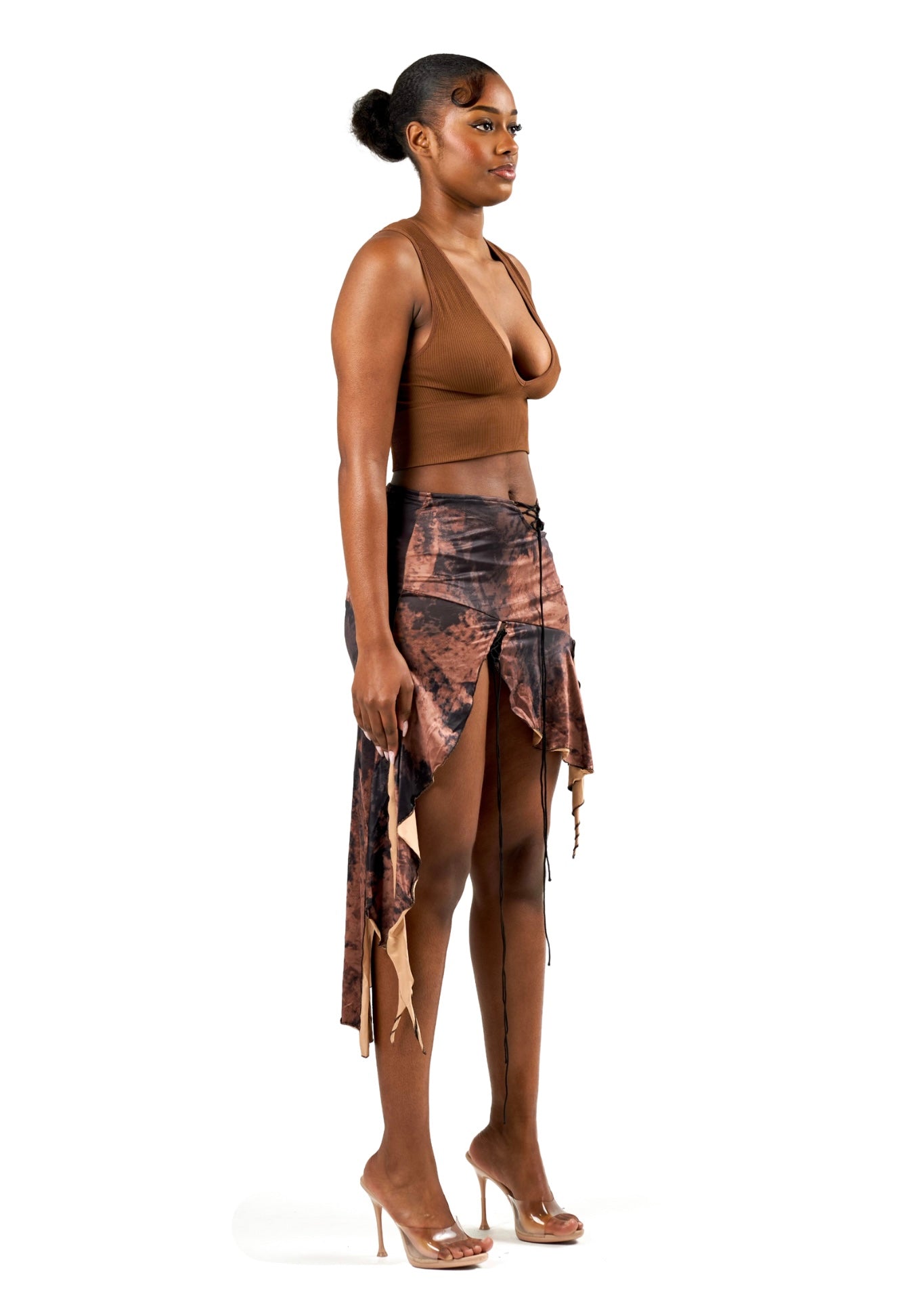 Polyester Delilah Skirt | Brown Delilah Skirt | TSHKA