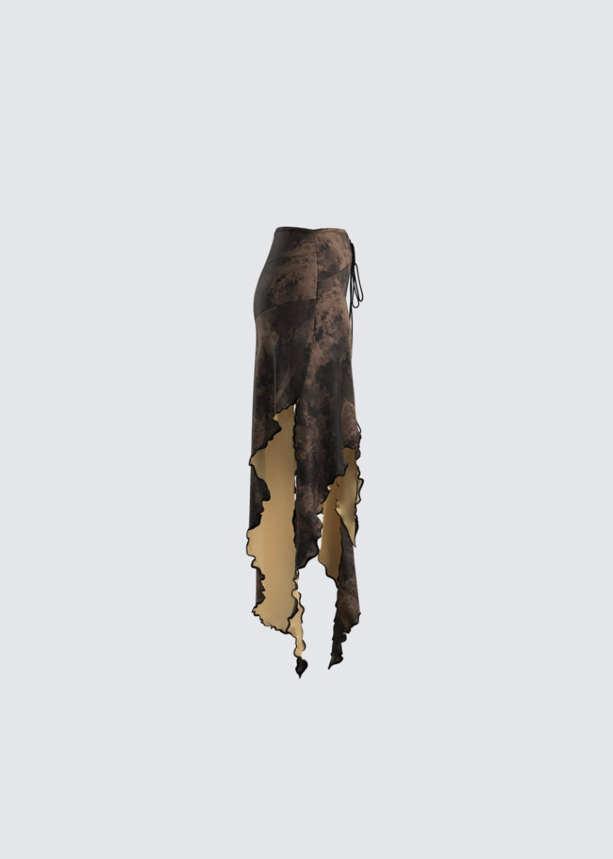 Polyester Delilah Skirt | Brown Delilah Skirt | TSHKA